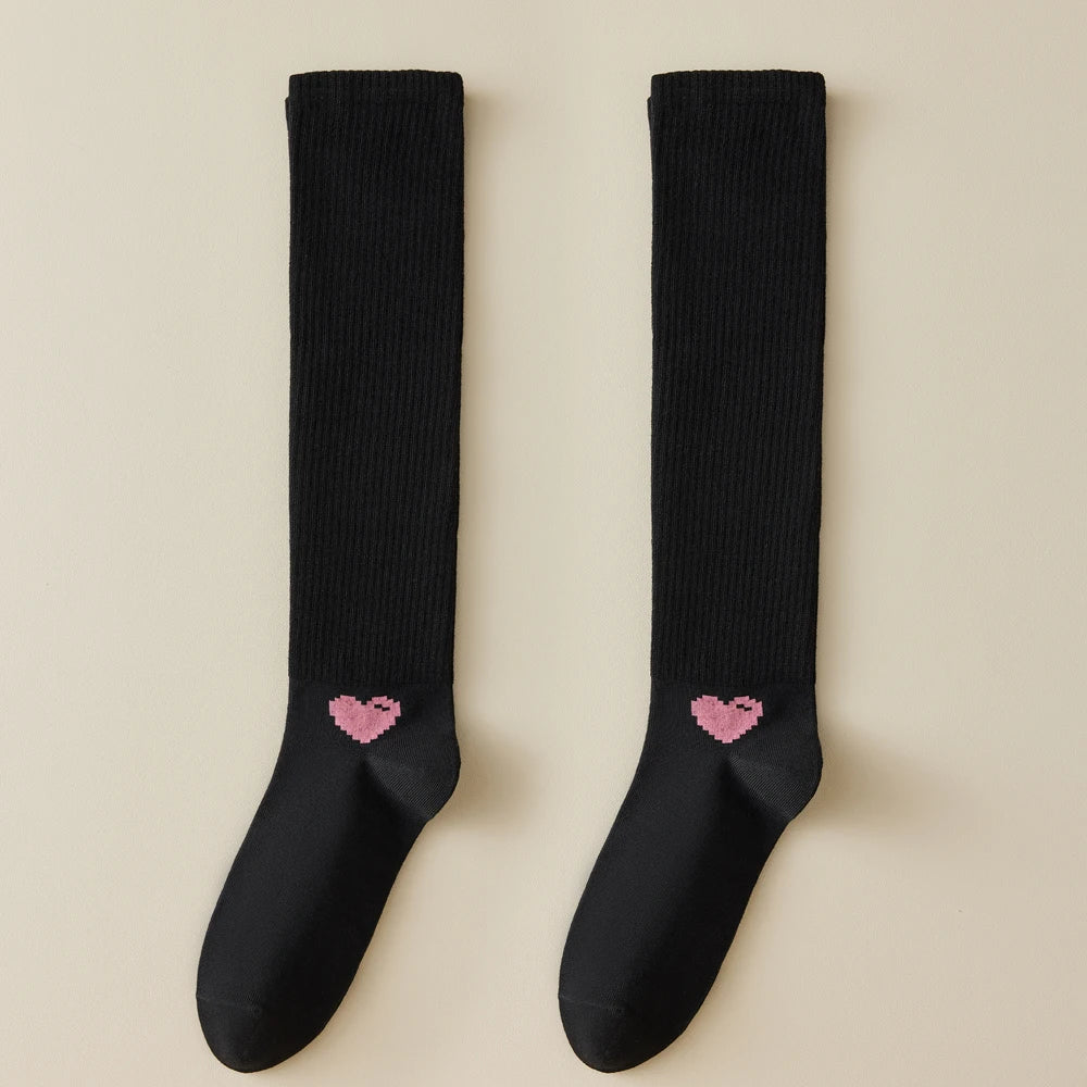 Spring Autumn Compression Calf Socks Women Heart Print
