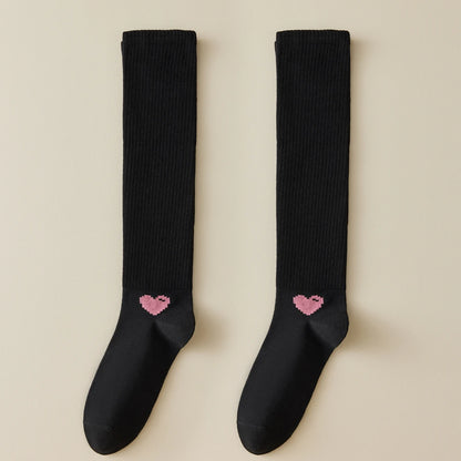 Spring Autumn Compression Calf Socks Women Heart Print