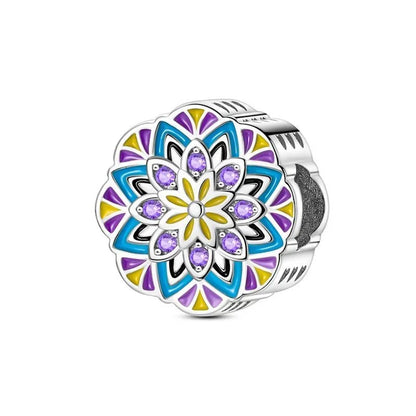 925 Sterling Silver Colorful Flower Charms with Zircon Roses Tulips and Daisies for DIY Necklace and Bracelet Jewelry Gifts