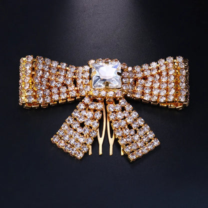 Luxury Rhinestone Bowknot Hairpins for Women Bridal and Wedding Accessories