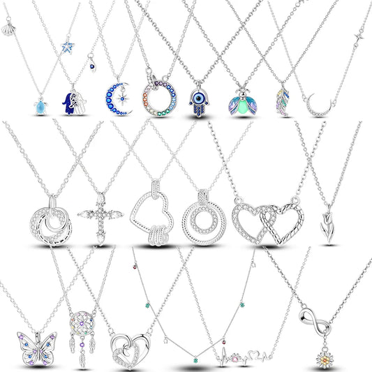 925 Sterling Silver Firefly Heart Zircon Pendant Necklace for Women Anniversary Birthday Gifts