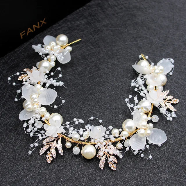 Romantic Rhinestone Floral Wreath Crown for Bridesmaids