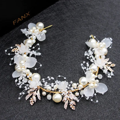 Romantic Rhinestone Floral Wreath Crown for Bridesmaids