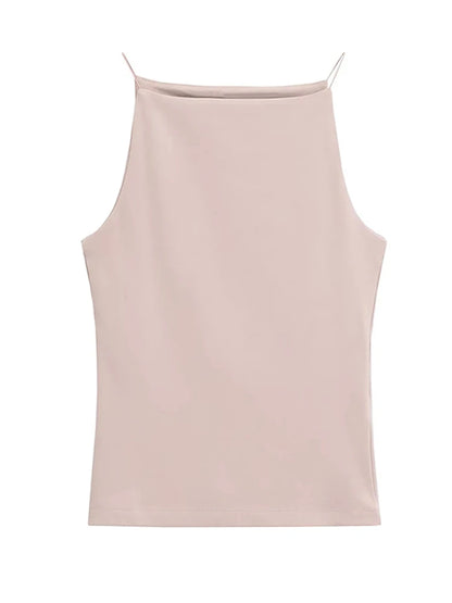 Womens Halter Tank Top Sleeveless Camis Solid Color Fashion