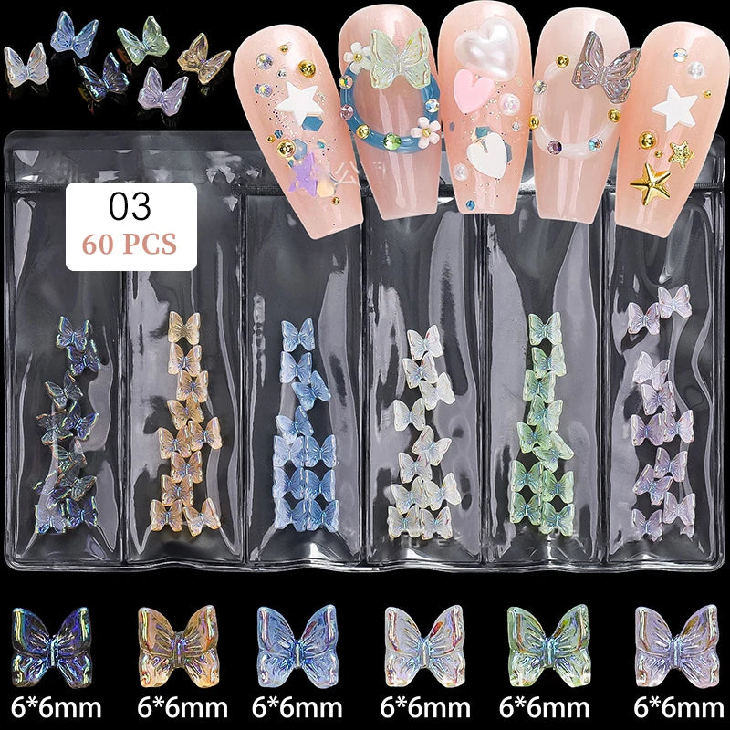 Kawaii Lollypop 3D Nail Art Charms Set with Resin Butterfly and Bear Rhinestones