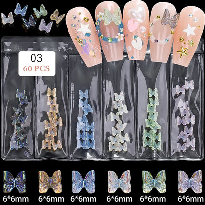 Kawaii Lollypop 3D Nail Art Charms Set with Resin Butterfly and Bear Rhinestones