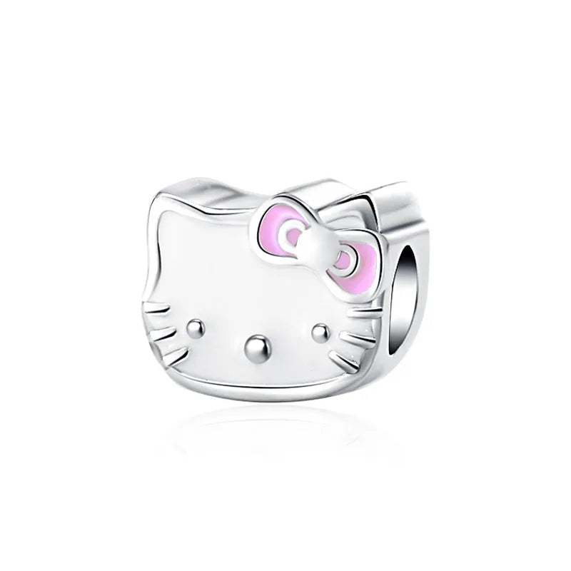 Exquisite 925 Silver Cat Claw Pendant Beads with Safety Chain for European Bracelets B3855