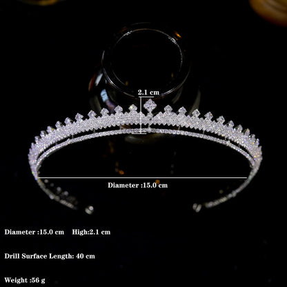 3A Cubic Zirconia Princess Wedding Tiara Crystal Bridal Crown Headwear for Women