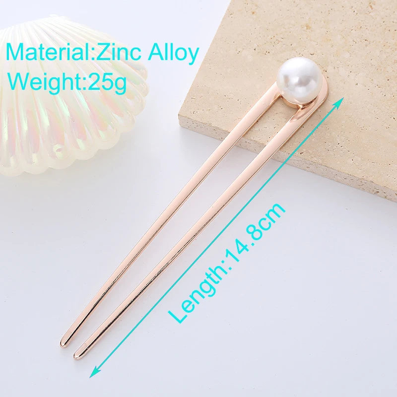 Elegant Turquoise Enamel Shell Hairpin for Women Luxury Metal U Shape Hair Stick