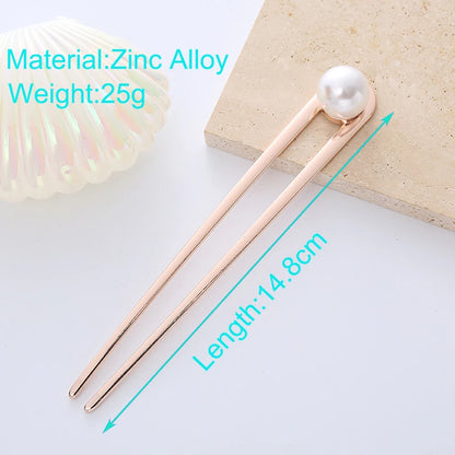 Elegant Turquoise Enamel Shell Hairpin for Women Luxury Metal U Shape Hair Stick