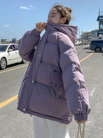 2024 Women Short Hooded Cotton Padded Winter Parka Jacket