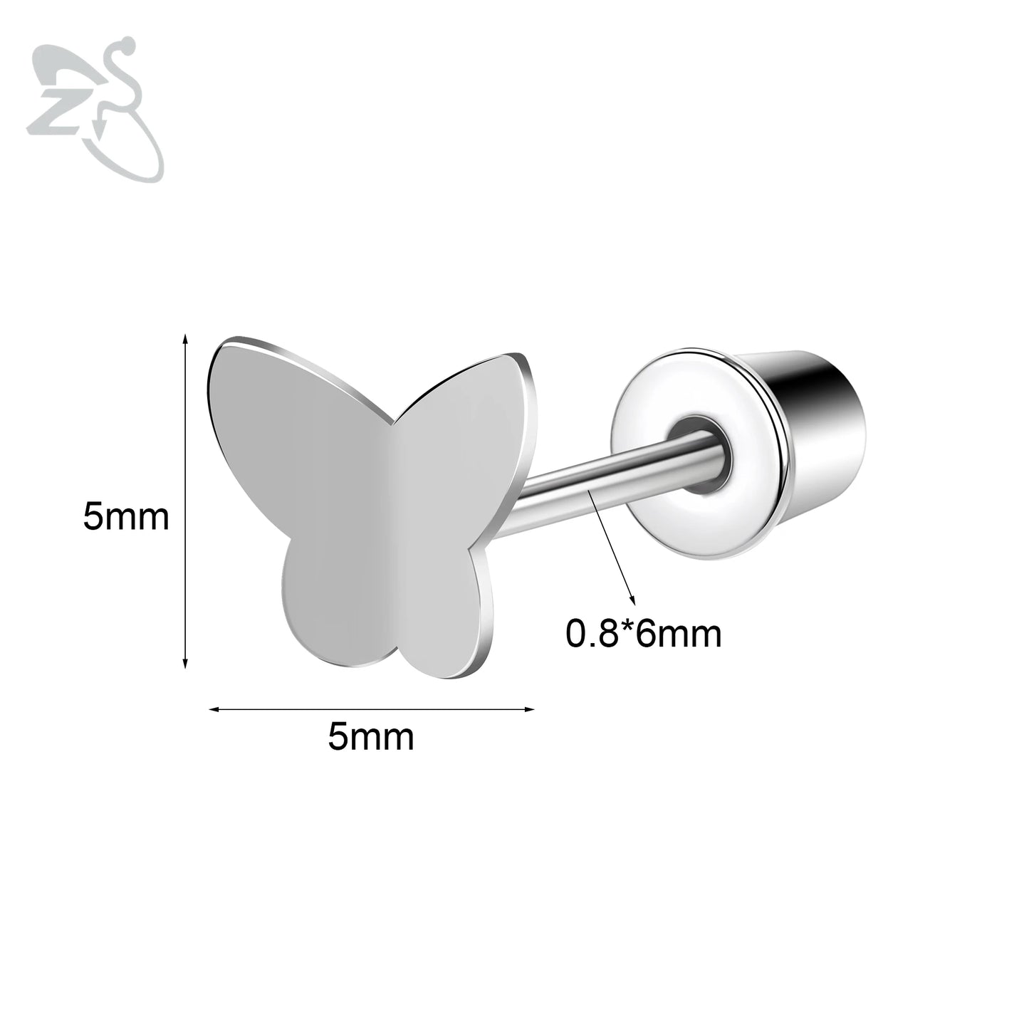 Charming Stainless Steel Flower Butterfly Stud Earrings for Children and Women