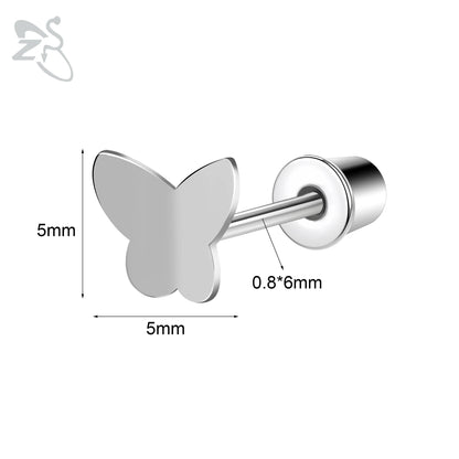 Charming Stainless Steel Flower Butterfly Stud Earrings for Children and Women