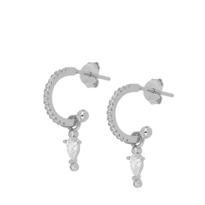 Crmya Gold Plated Women's Earrings Set with Vintage CZ Zircon Drop and Stud Hoops