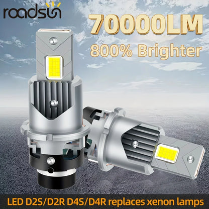Xenon LED D2S D2R D4S D4R Bulbs 6500K White High Low Beam 3570 CSP Chip 12-24V Cooling Fan Canbus Error-Free