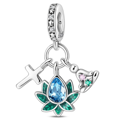 925 Sterling Silver Luminous Lantern Angel Cat Charm