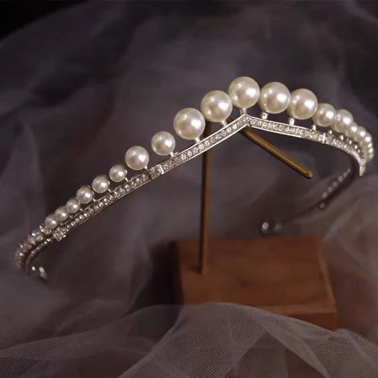 Elegant Pearl Bridal Tiara for Weddings and Engagements
