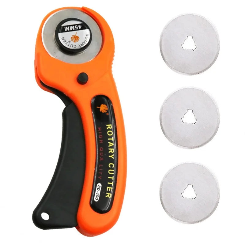 Ergonomic 45mm Rotary Cutter Set - Top-Rated Leather Craft Tool for Effortless DIY Sewing & Quilting Orange Set