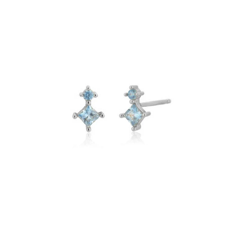 Elegant Water Lake Blue Zircon Hoop Earrings for Women Minimalist Circle Dangle Jewelry Accessories