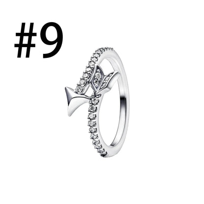 925 Silver Zircon Red Love Arrow Jewelry Set Ring Earring Necklace Elegant Women Gift