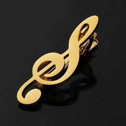 Creative Treble Clef Guitar Tie Clip for Men Titanium Steel Music Accessory Style 3