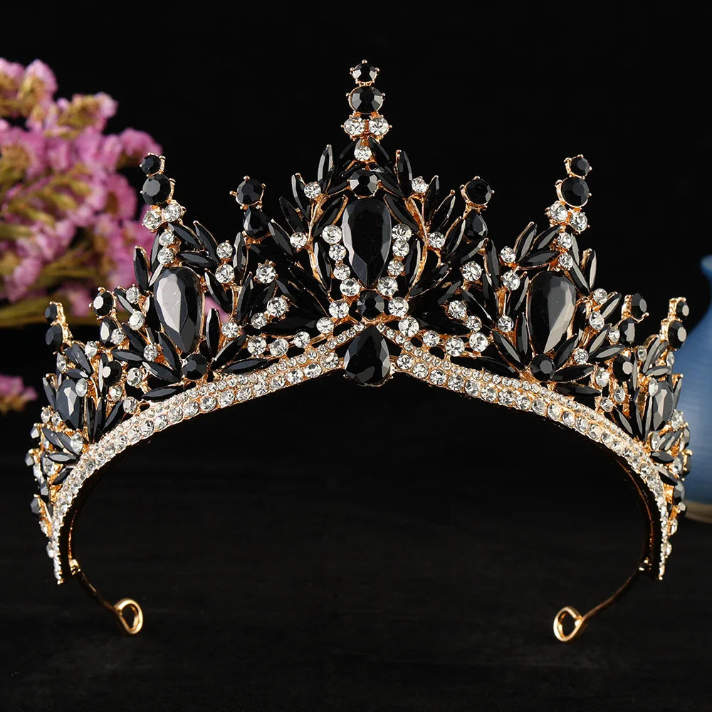 Diezi Baroque Vintage Crystal Tiara Crown for Women and Girls Wedding Party Elegant Rhinestone Hair Jewelry