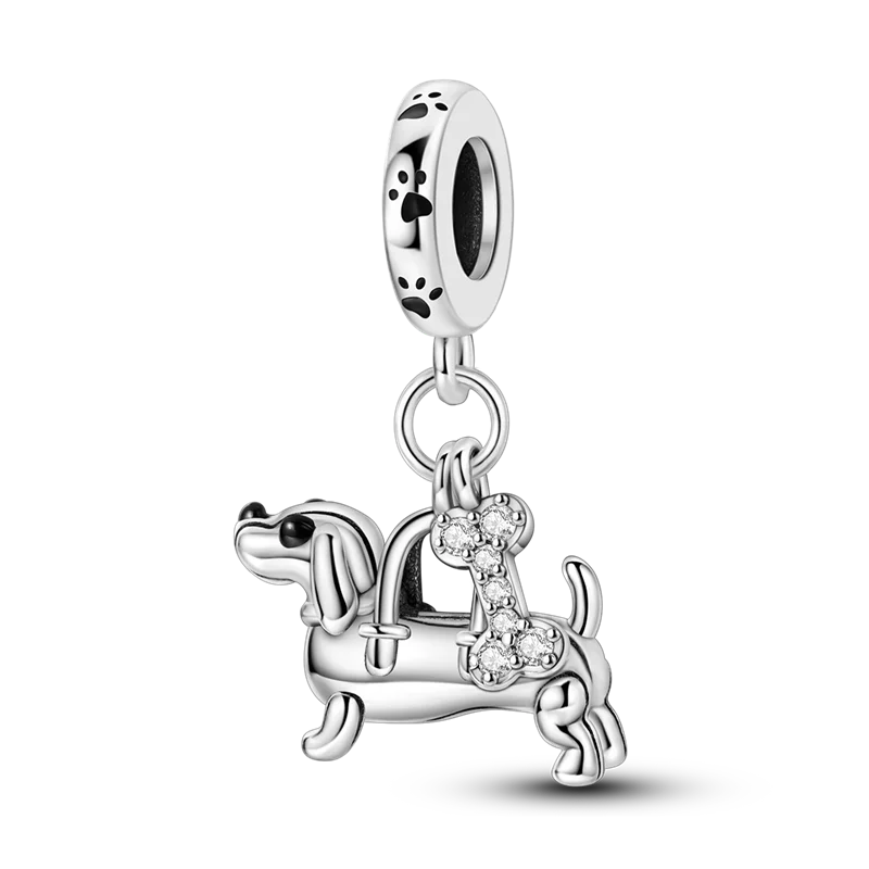 Silver Star Moon Heart Charm Bracelet with CZ Beads and Angel Wing Pendant for Women KTC1293