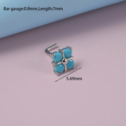 Turquoise Marquise Gem Sunflower Nose Bone Stud 20g Stainless Steel Piercing Jewelry