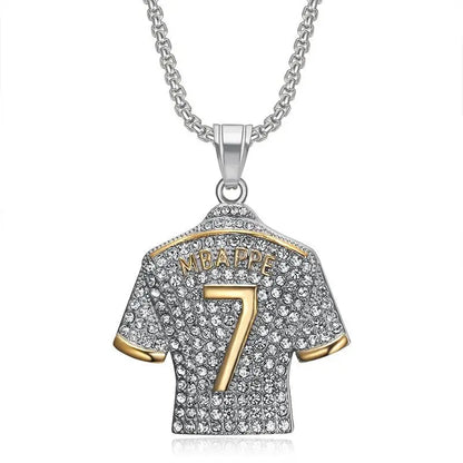 HNSP Stainless Steel Mbappe Jersey Pendant Necklace for Men Soccer Gift