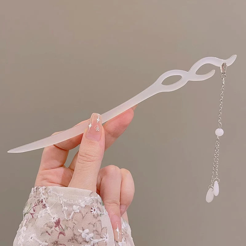 Elegant Chinese Tassel Hair Stick Floral Design Hairpin for Women