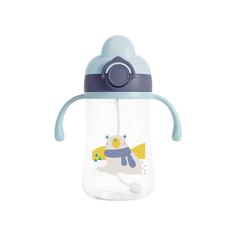 Portable 300ml Baby Straw Training Cup BPA Free Silicone