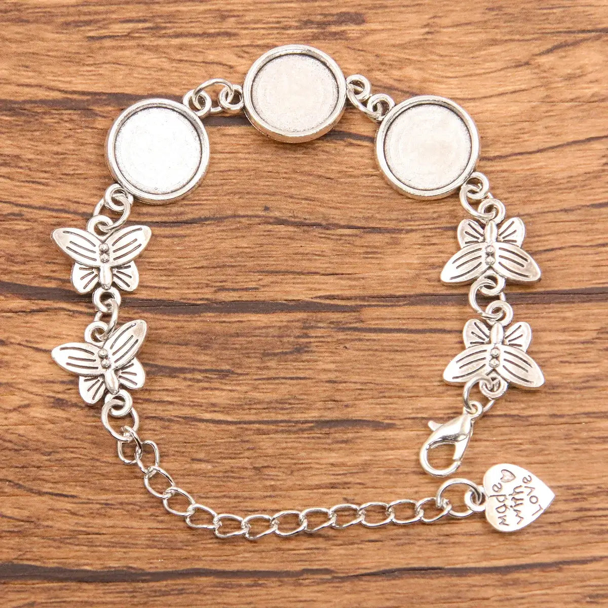 1Pc Metal Zinc Alloy Round Bracelet Findings in 2 Colors and 15 Styles 12-Antique silver 12mm
