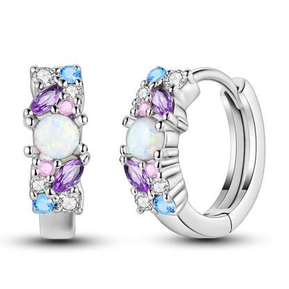925 Silver Geometric Hoop Earrings for Women with Zircon Moon and Heart Design Fashion Jewelry Gift