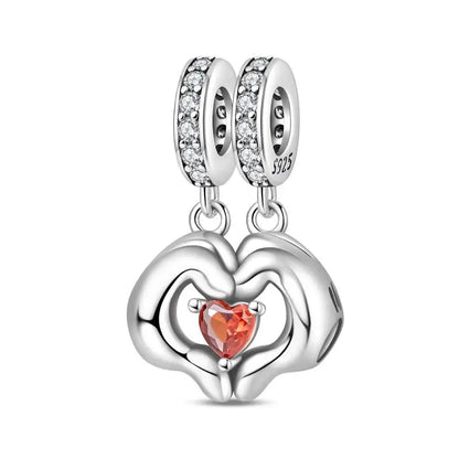 Genuine 925 Sterling Silver Heart Charm Bead for Mother's Day Bracelet Gift