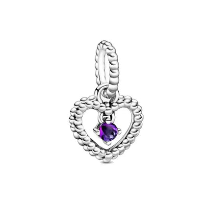 925 Sterling Silver Purple Star Animal Heart Flower Charms Beads for DIY Necklace and Bracelet Jewelry Gift