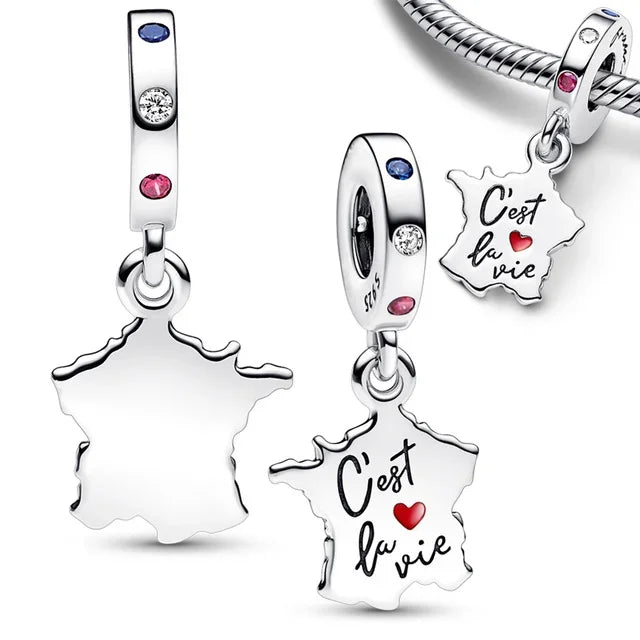 Original 925 Sterling Silver Zircon Beads Charms Set Crowns Robots Koalas Rose Castles Star Map for DIY Bracelet Necklace Women Gift