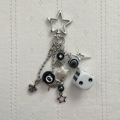 Handmade Edgy Rockstar Dice Keychains for Emo and Y2K Style
