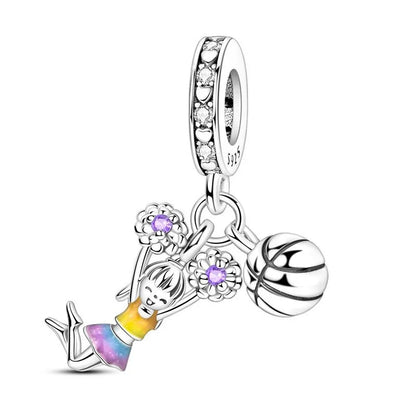 Original 925 Sterling Silver Sports Ball Charms Earrings Beads Pendants for Bracelet Necklace Jewelry Gift