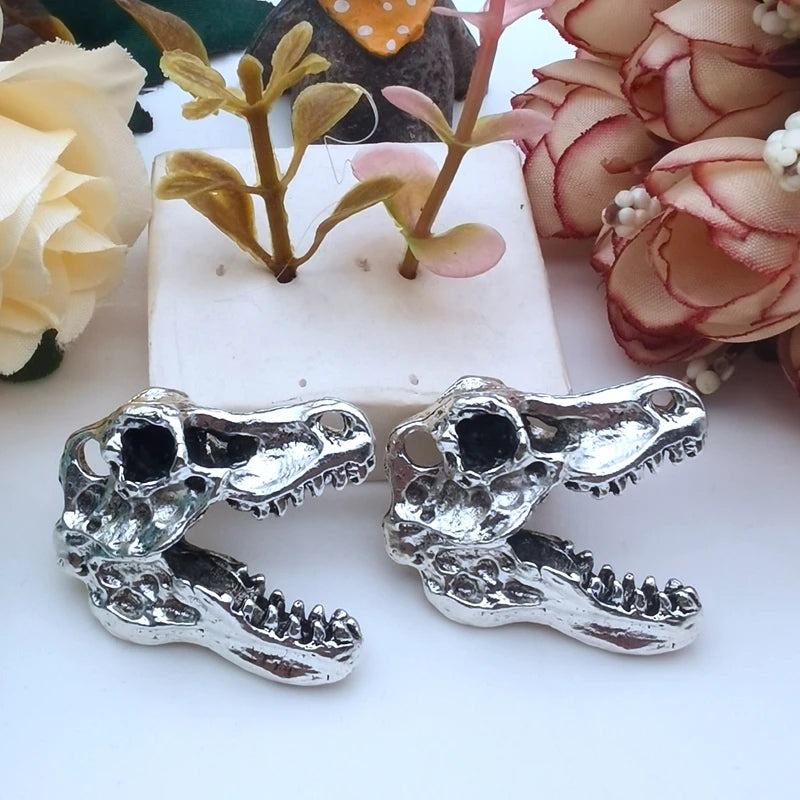 3D Neo-Gothic Dinosaur Skull Charm Pendants for DIY Jewelry and Earring Making