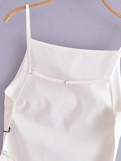 Backless Tank Top Women Straight Neck Thin Straps Camisole