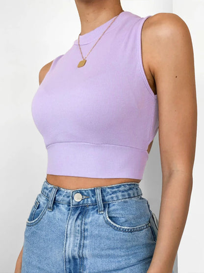 Dozw Sexy Backless Crop Top Women Cotton Cross Back