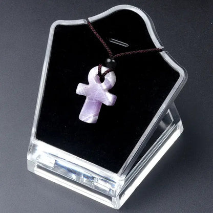 Ancient Egyptian Ankh Cross Agate Amulet Necklace Amethyst