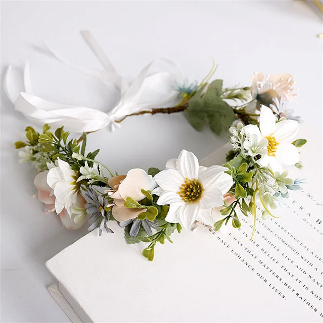 Romantic Rhinestone Floral Wreath Crown for Bridesmaids