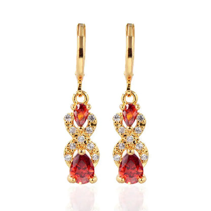 Classic Trend Earrings Gold Color Filled Zircon Dangle Jewelry Z794-2