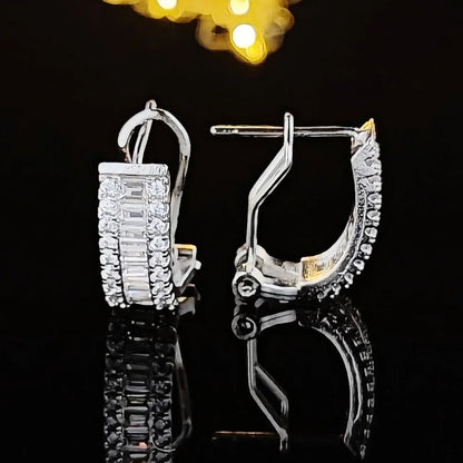 Elegant Princess Round Silver Korean Cubic Zirconia Stud Earrings for Women Anniversary Gift