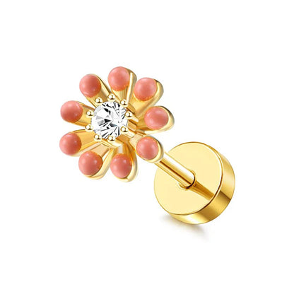 Drperfect Surgical Steel Butterfly Flower Cartilage Stud Earrings for Women with Screw-Back Design
