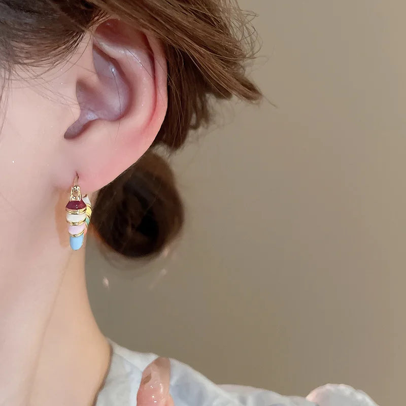 Candy Colorful Heart Hoop Earrings Korean Design Fashion Jewelry