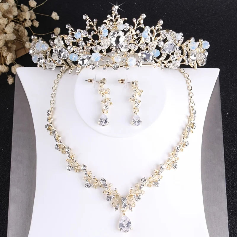 Luxury Bridal Crystal Heart Jewelry Set - Top-Rated Rhinestone Tiara, Choker & Earrings HG177BZEZ-TL146JEZ