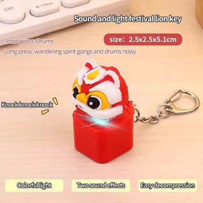 Wooden Fish Keychain Stress Relief Toy with Light and Sound Effect Perfect Gift for Girls and Children