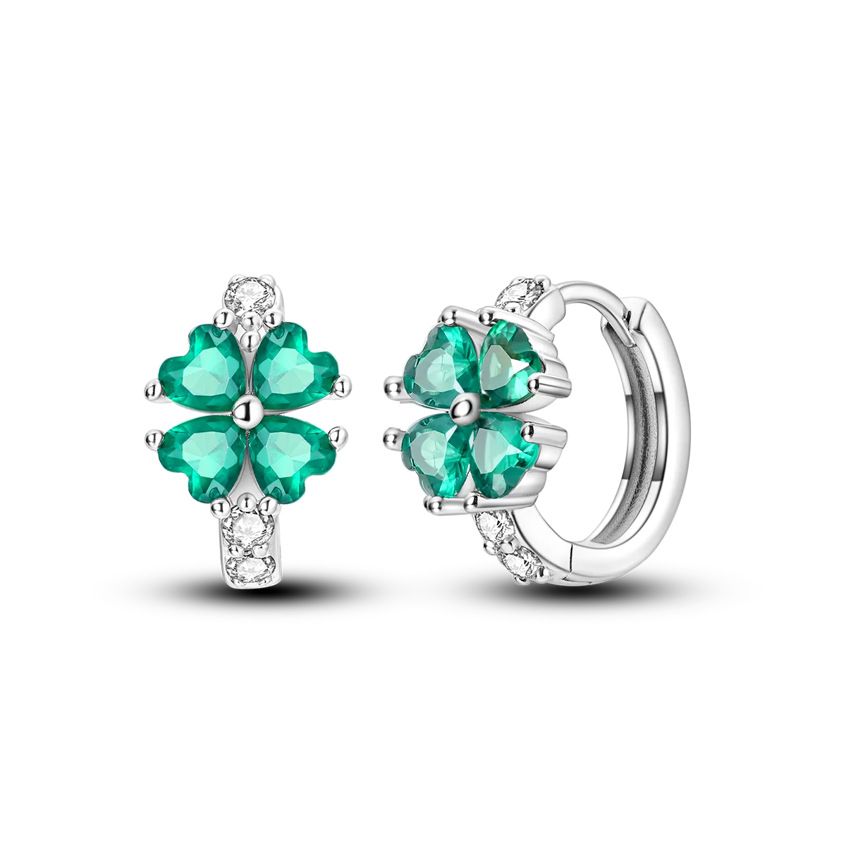 925 Silver Geometric Hoop Earrings for Women with Zircon Moon and Heart Design Fashion Jewelry Gift